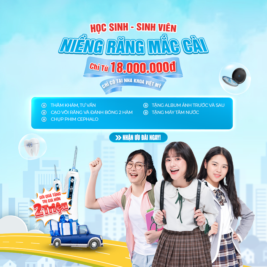 Ưu đãi Niềng răng mắc cài kim loại Học sinh sinh viên chỉ từ 18 triệu