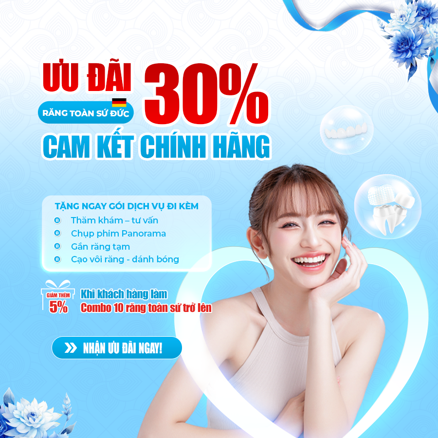 Ưu đãi Răng toàn sứ Đức 30%