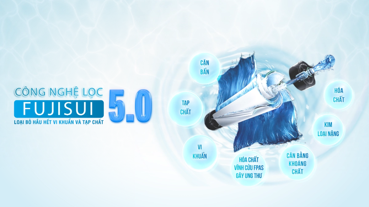 Hệ thống lọc tổng Fuji Smart S400 được trang bị công nghệ lọc Fuji Smart 5.0 nhằm loại bỏ hầu hết vi khuẩn và tạp chất có hại