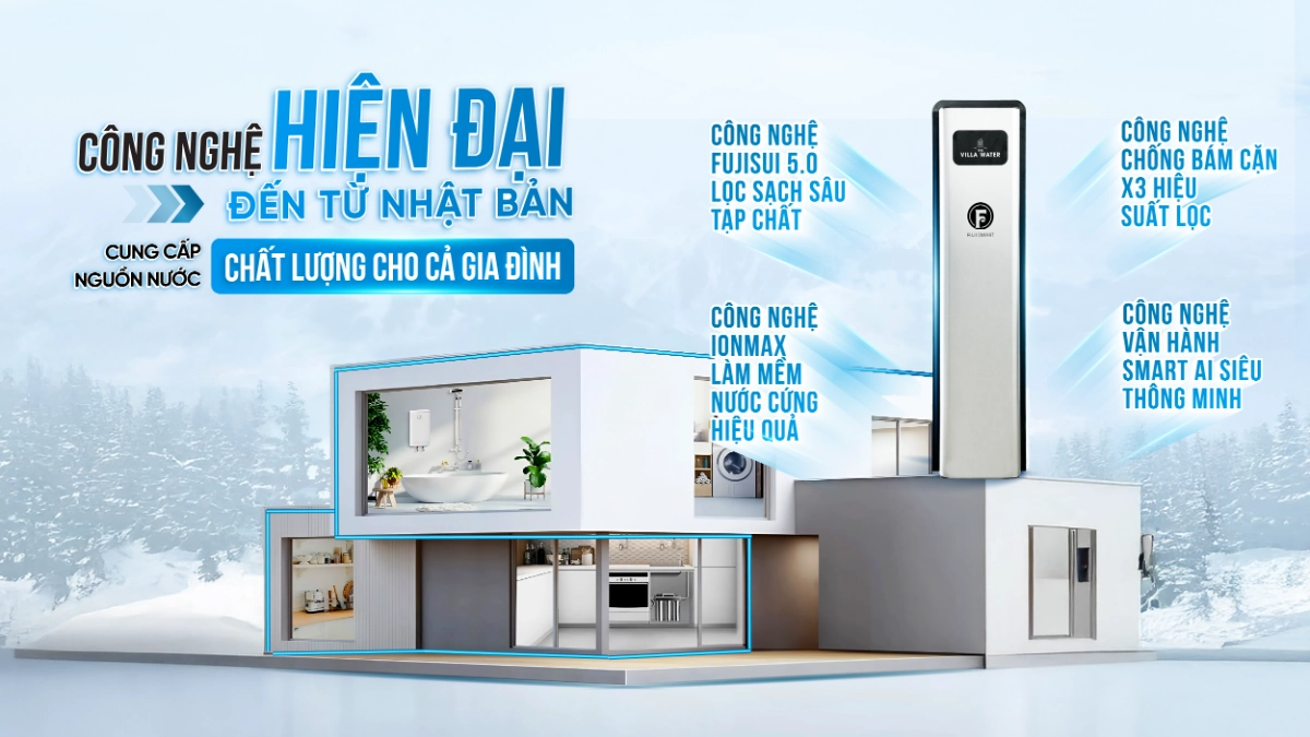 Hệ thống lọc tổng cao cấp Fuji Smart S800 được trang bị những công nghệ hiện đại từ Nhật Bản, cung cấp nguồn nước sạch và an toàn cho toàn bộ ngôi nhà biệt thự