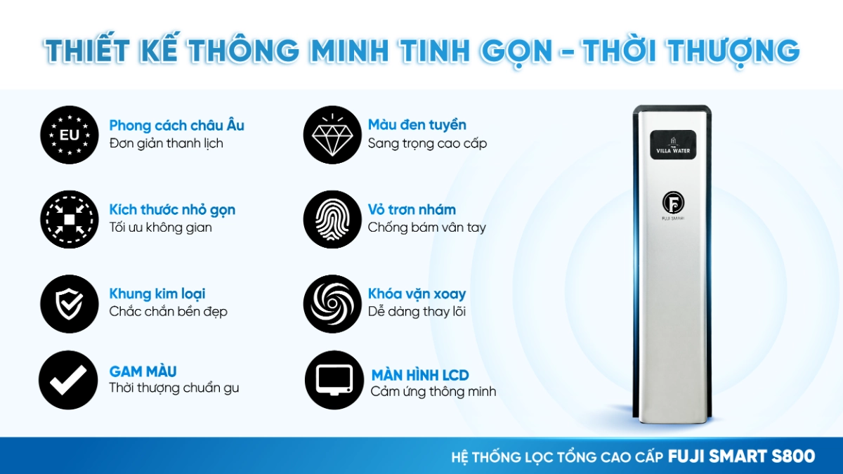Hệ thống lọc tổng đầu nguồn cao cấp Fuji Smart S400 có thiết kế sang trọng như một món đồ nội thất